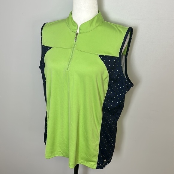IZOD Green/Navy Blue Faux Collar Sleeveless Golf Shirt Sz XXL - Picture 3 of 7
